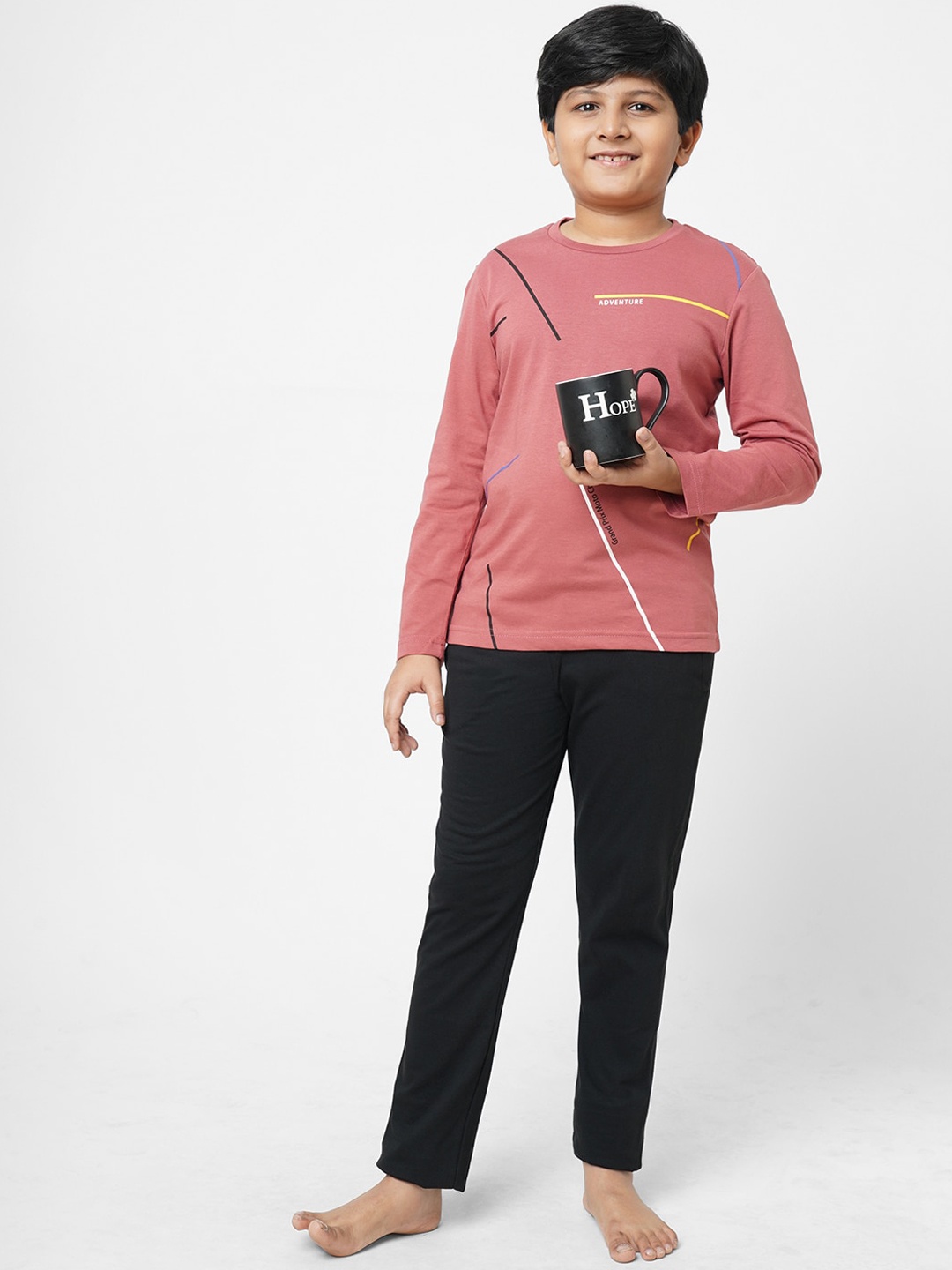 

Sweet Dreams Boys Mauve & Black Striped Night suit