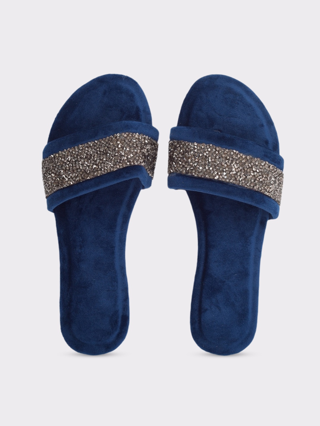 

Apratim Women Blue Embellished Party Open Toe Flats