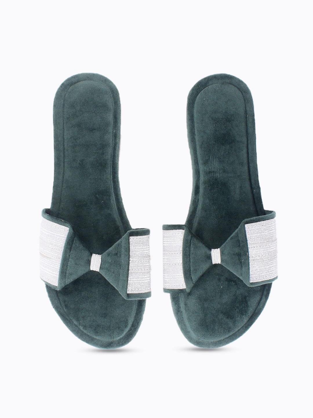 

Apratim Women Green Embellished One Toe Flats