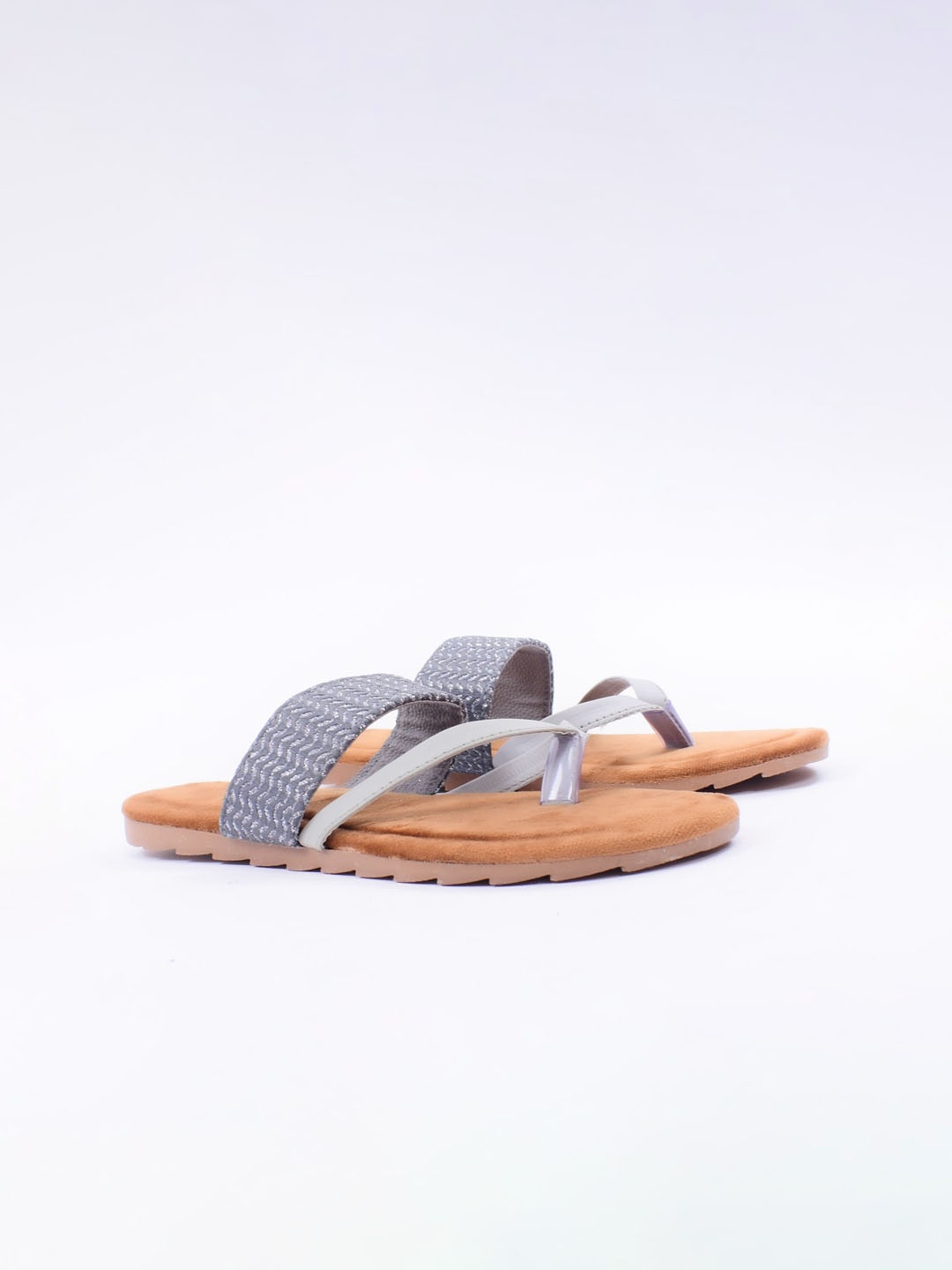 

Apratim Women Grey T-Strap Flats