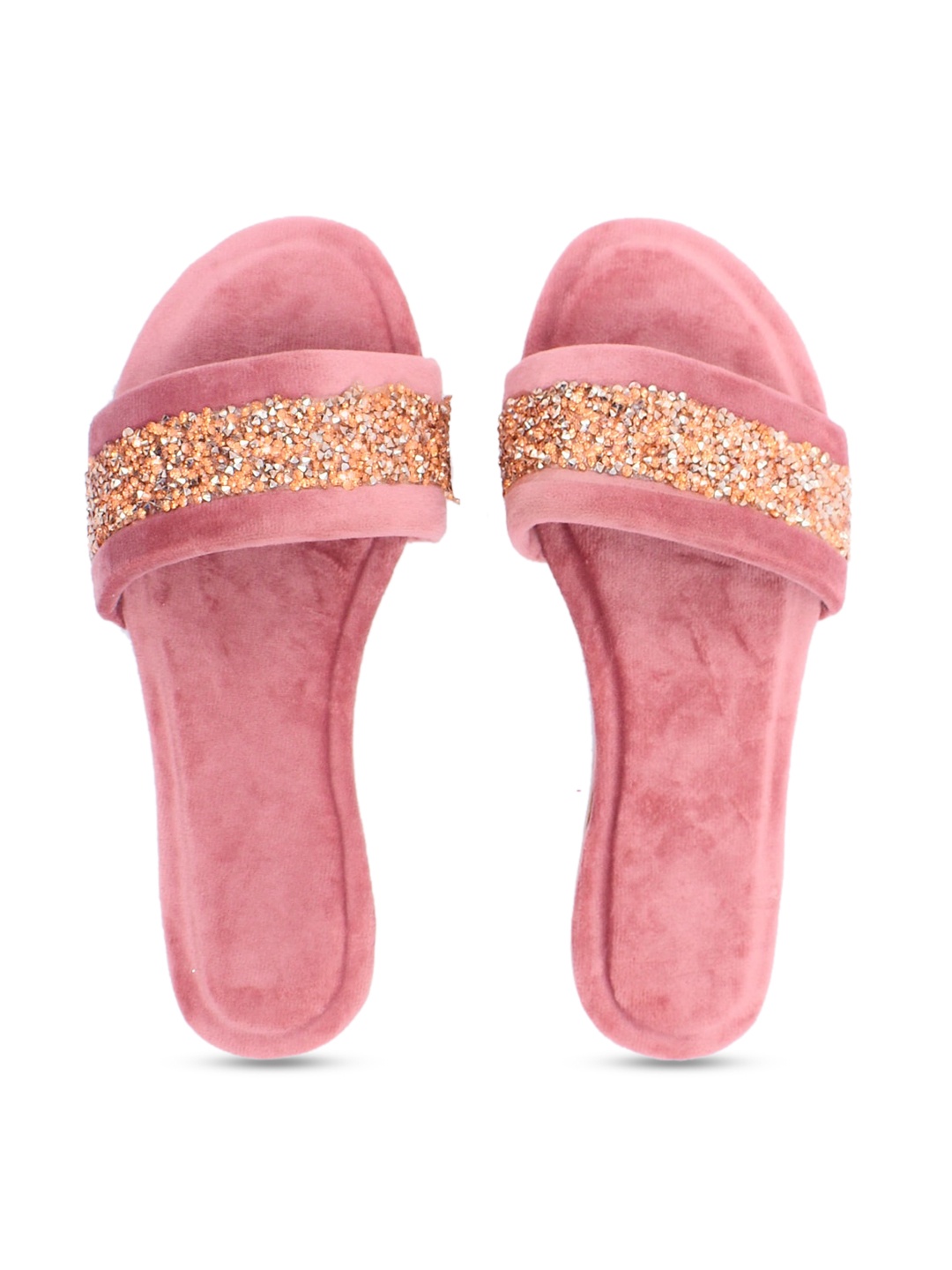 

Apratim Women Peach-Coloured Embellished Open Toe Flats