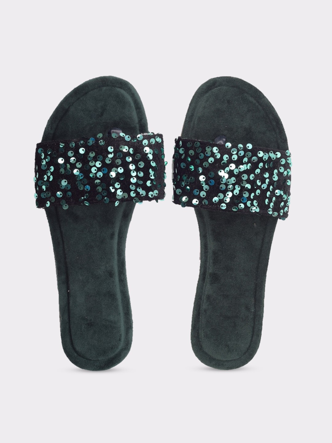 

Apratim Women Green Embellished Open Toe Flats