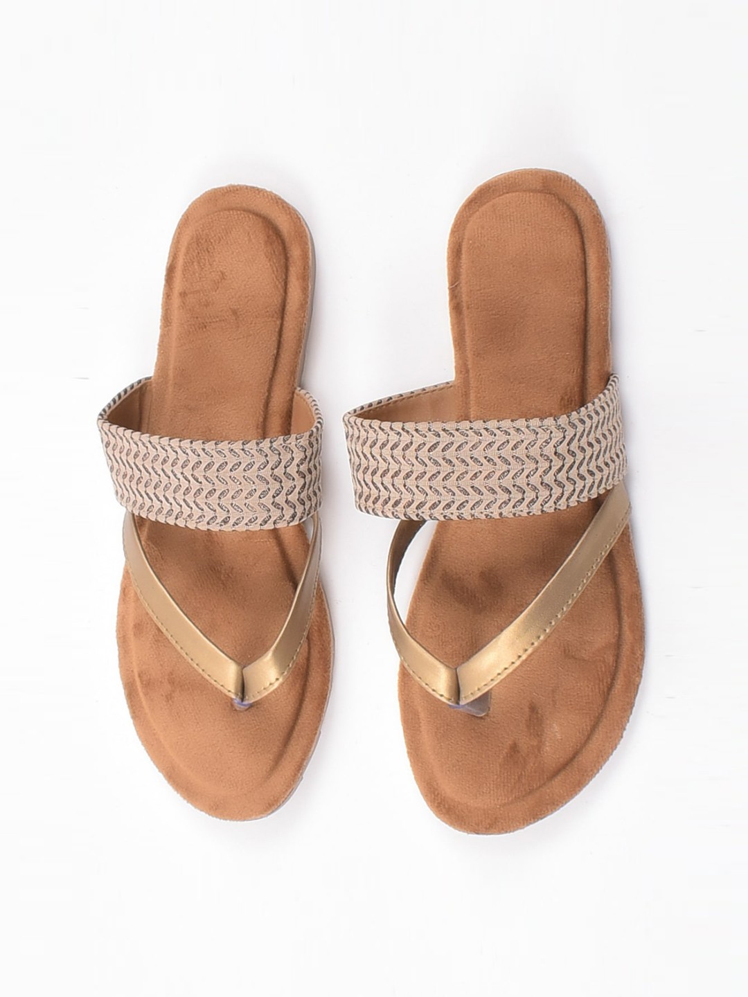 

Apratim Women Brown Party T-Strap Flats