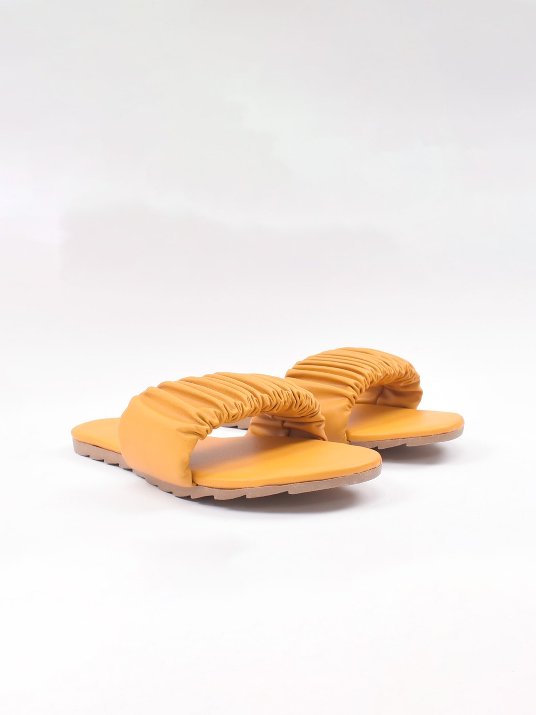

Apratim Women Yellow Textured Open Toe Flats