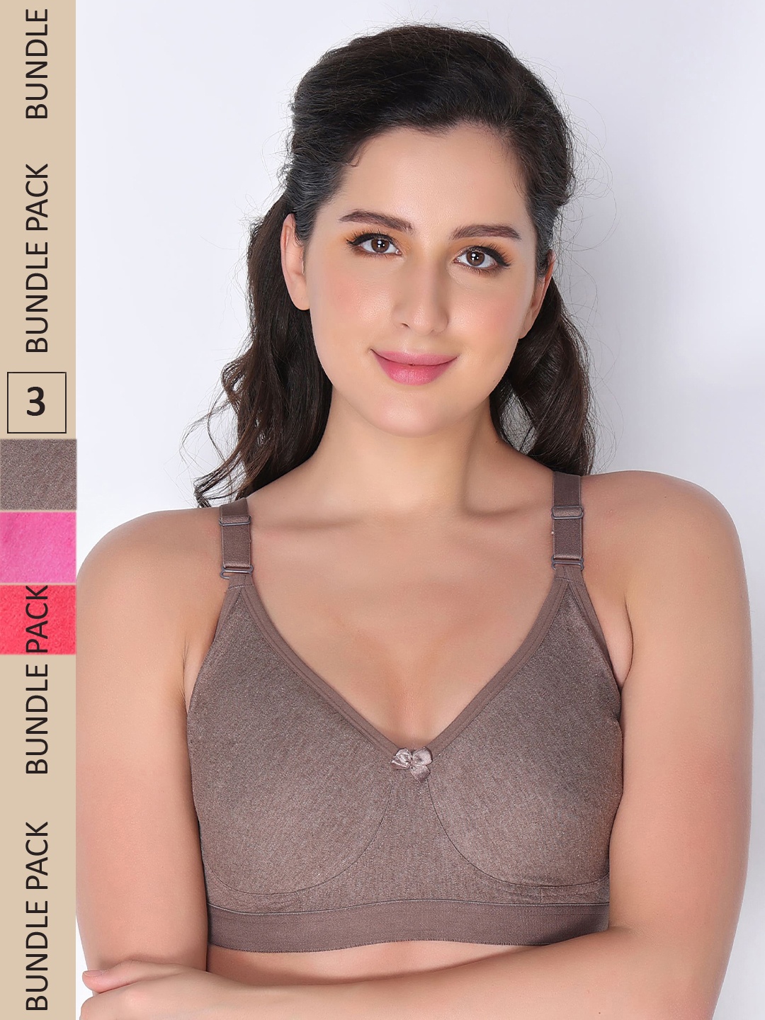 

Innocence Pack of 3 Non Padded Cotton Everyday Bra, Brown