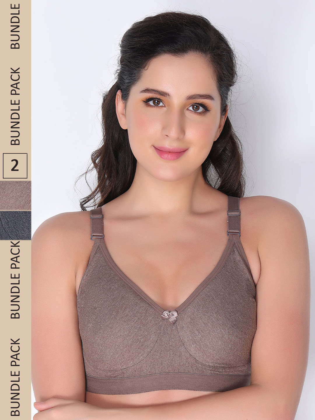 

Innocence Pack of 2 Brown & Black Non Padded Cotton Everyday Bra