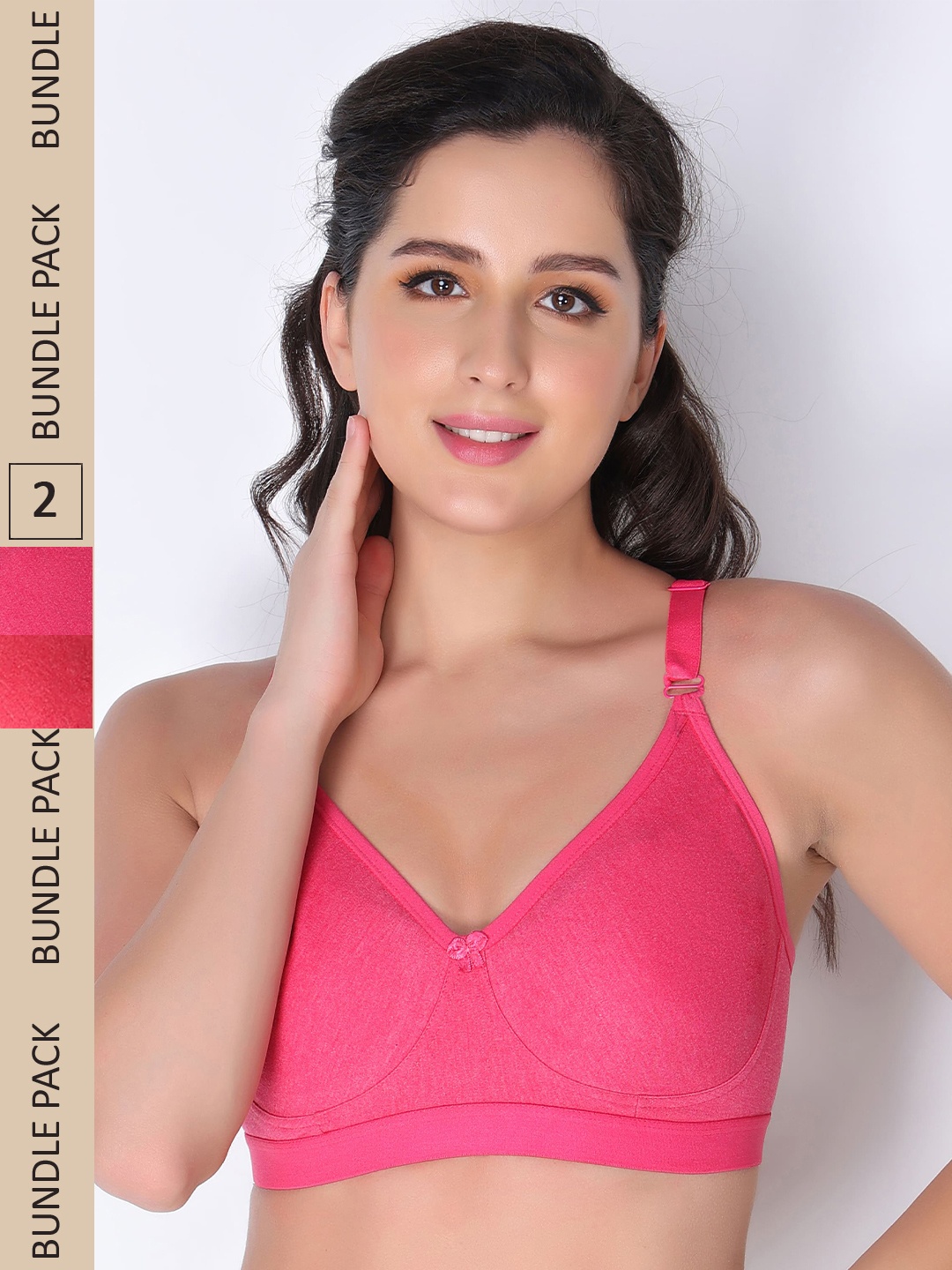 

Innocence Pack of 2 Peach-Coloured & Pink Non Padded Cotton Everyday Bra