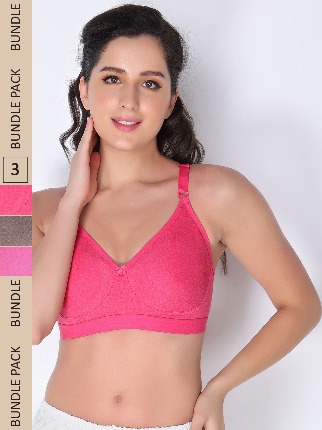 

Innocence Pack of 3 Non Padded Cotton Everyday Bra, Brown