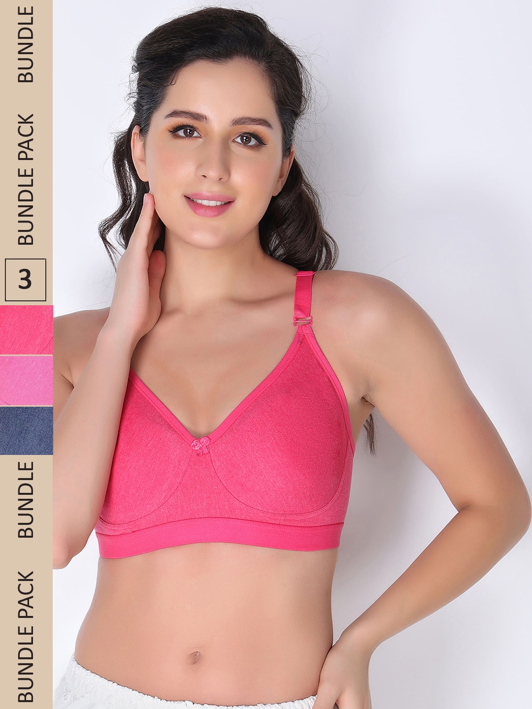 

Innocence Pack of 3 Non Padded Cotton Everyday Bra, Navy blue