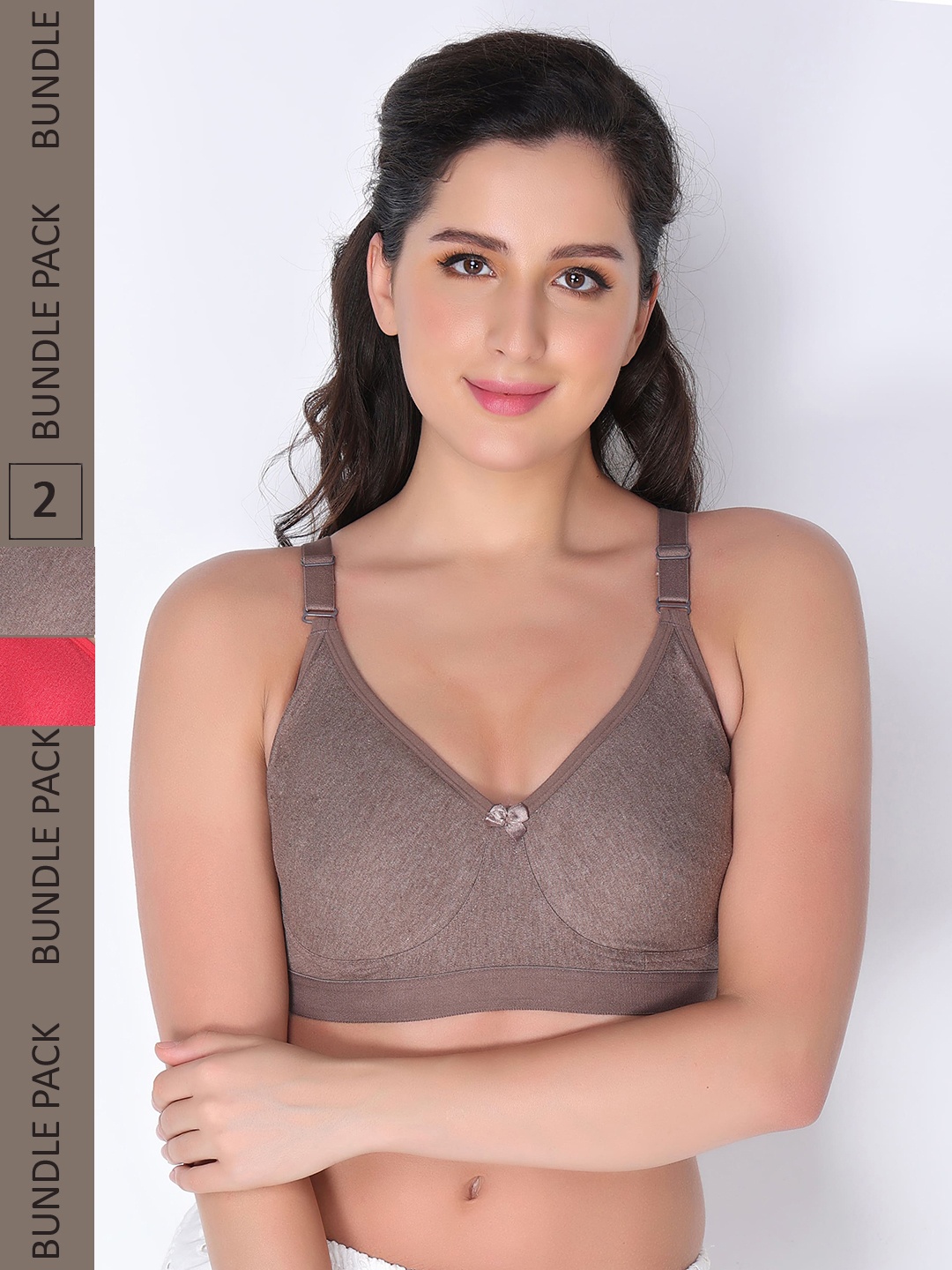 

Innocence Pack of 2 Brown & Pink Non Padded Cotton Everyday Bra