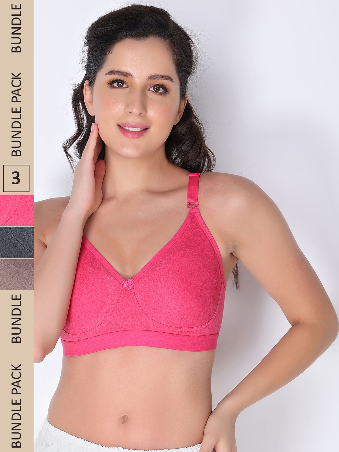 

Innocence Pack of 3 Non Padded Cotton Everyday Bra, Brown