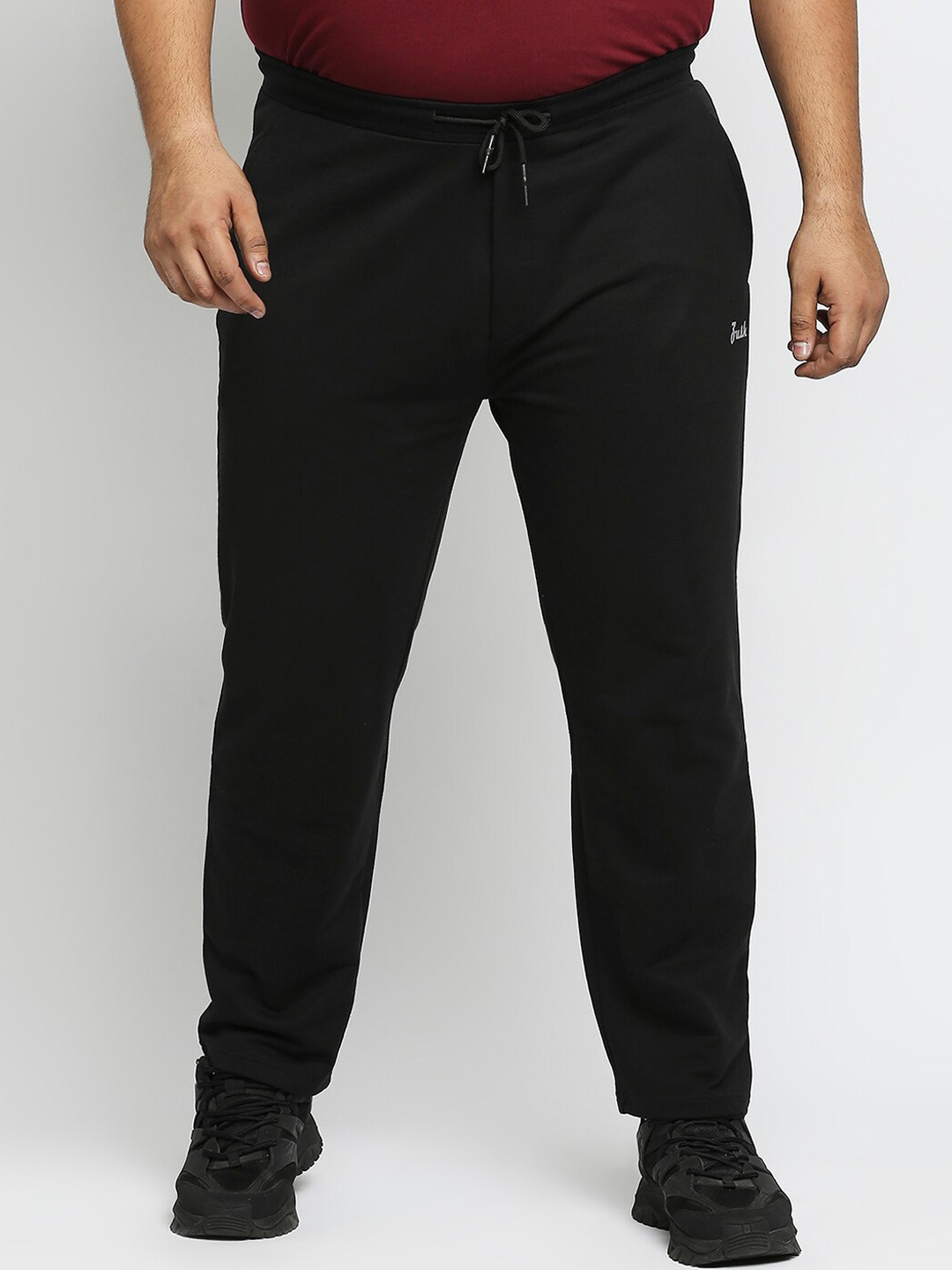 

ZUSH Men Plus Size Black Cotton Track Pants