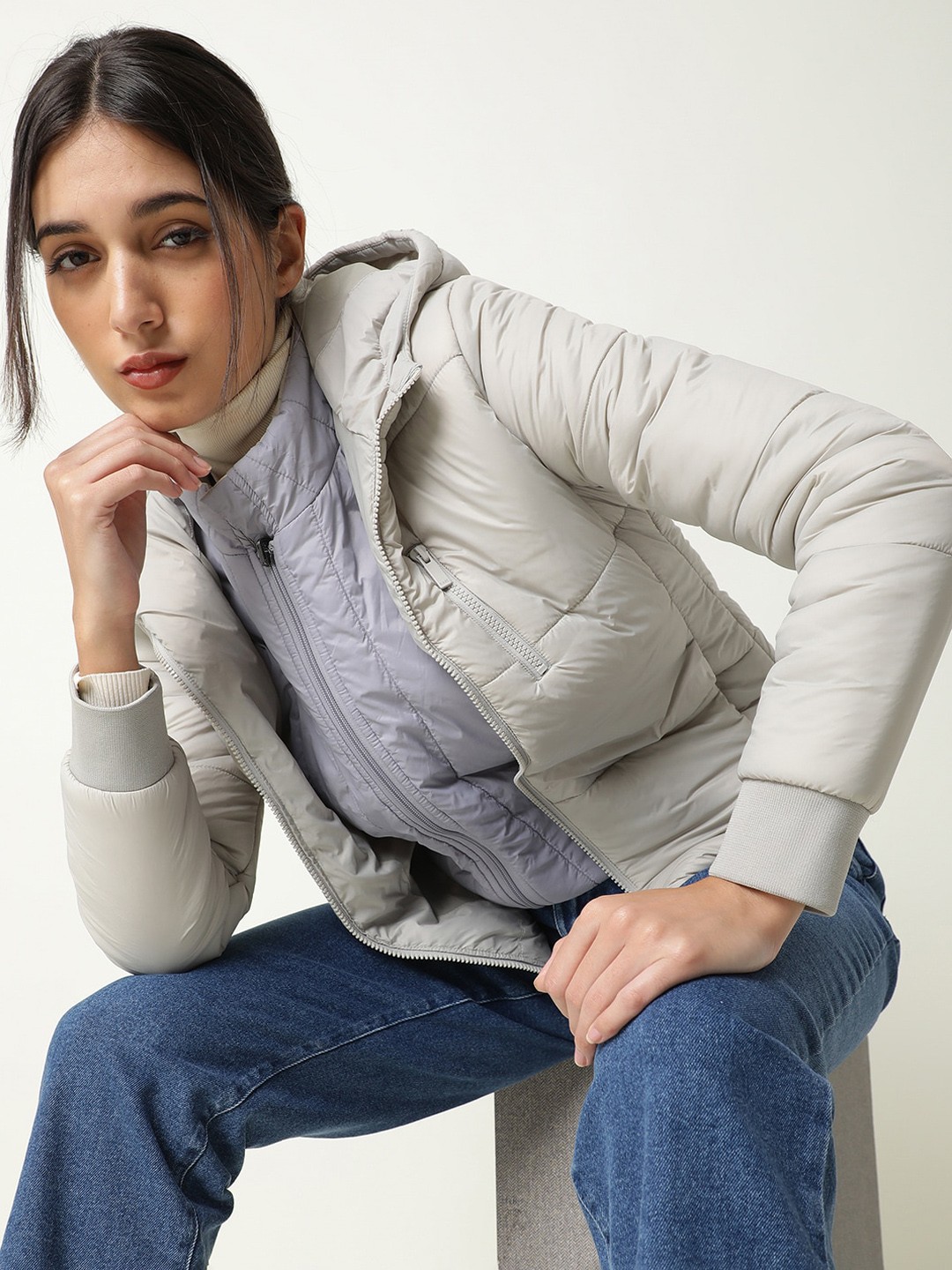 

RAREISM Women White Solid Padded Jacket