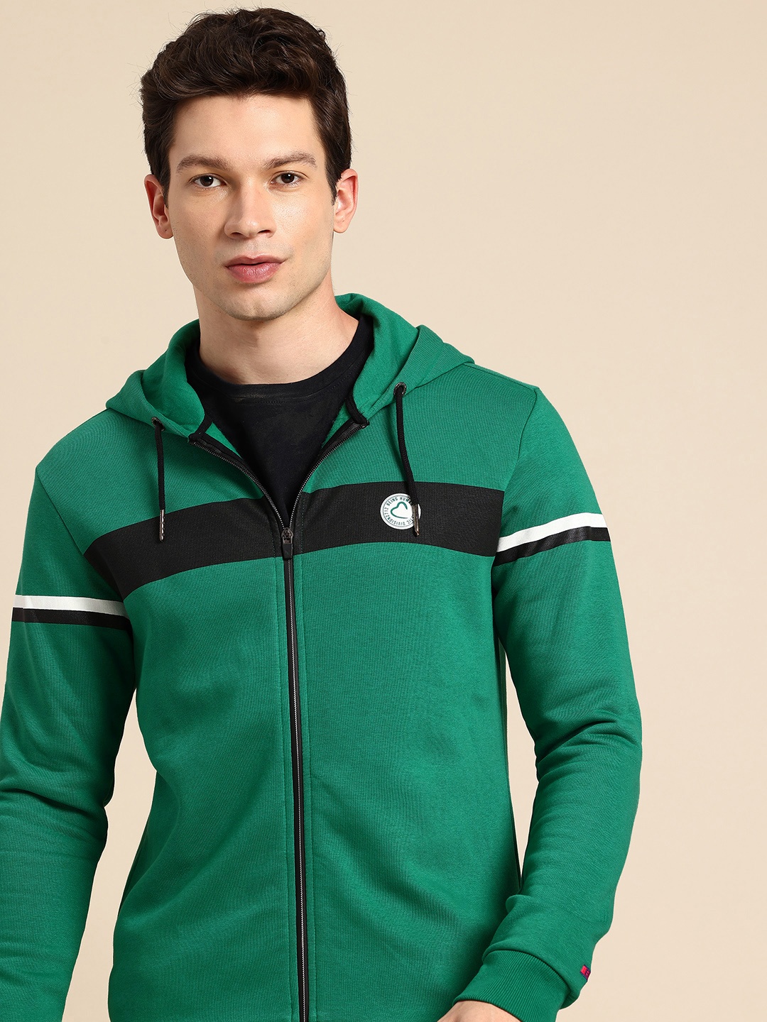 

Being Human Striped Hooded Sweatshirt, Green