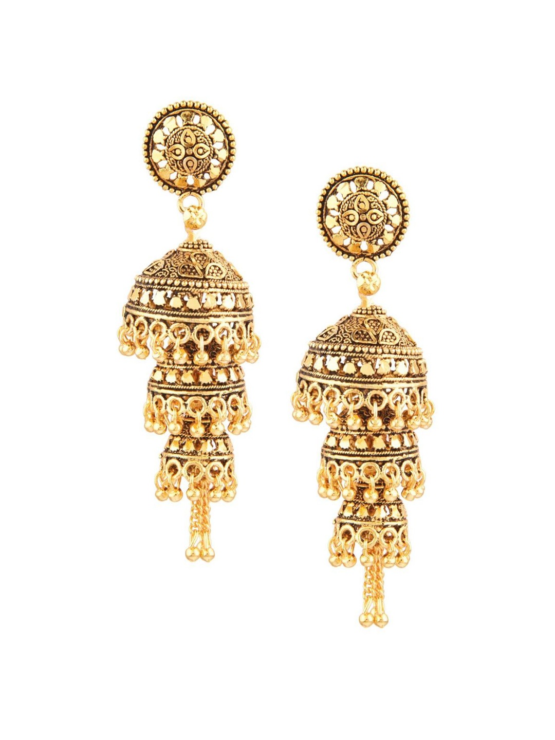 

Efulgenz Gold-Plated Dome Shaped Jhumkas Earrings