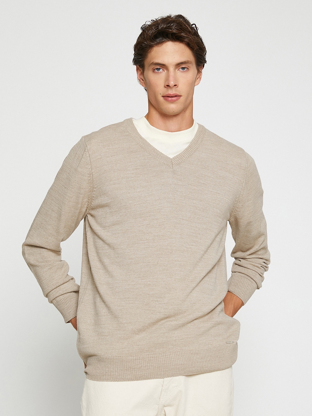 

Koton Men Beige Solid Pullover