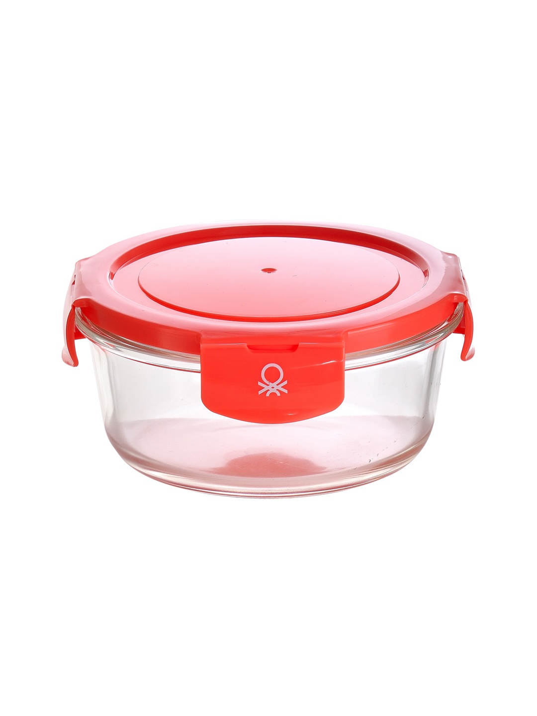 

United Colors of Benetton Rainbow Transparent & Red Glass Food Container 410 ml