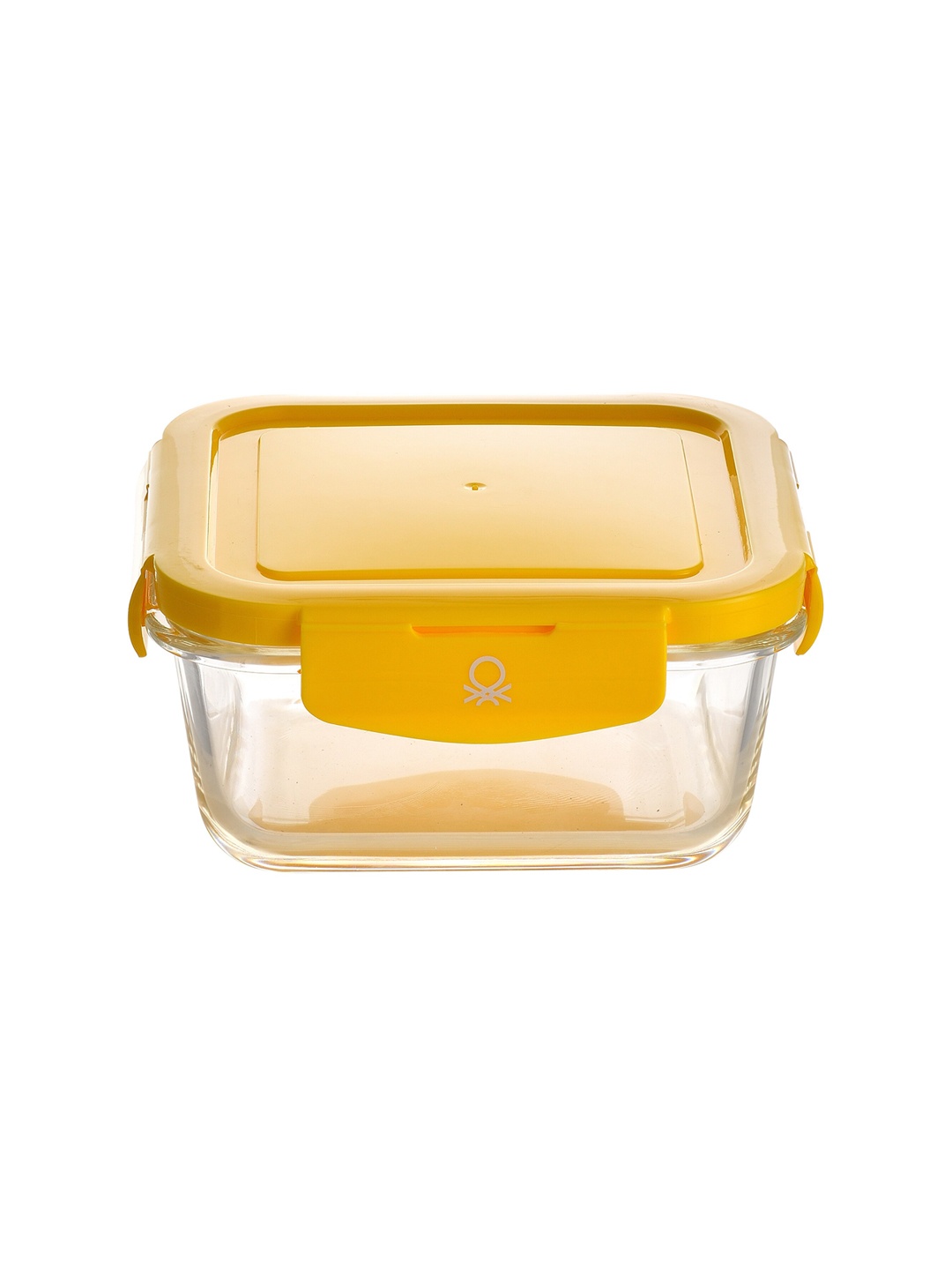 

United Colors of Benetton Rainbow Transparent & Yellow Glass Food Container 340 ml