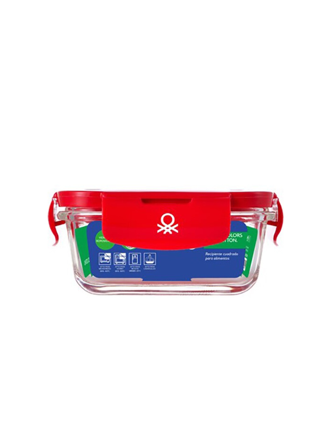

United Colors of Benetton Rainbow Transparent & Red Glass Food Container 340 ml