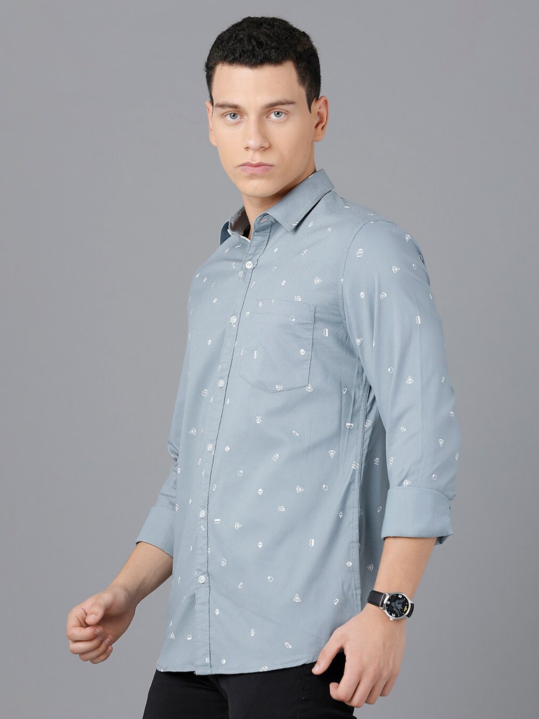 

Classic Polo Men Blue Slim Fit Printed Cotton Casual Shirt