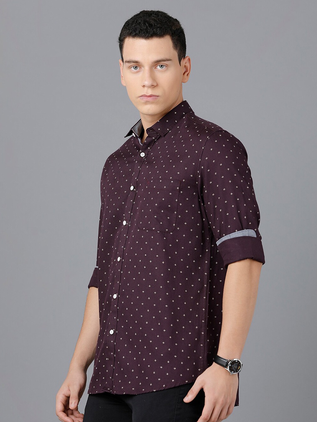 

Classic Polo Men Purple Slim Fit Printed Cotton Casual Shirt