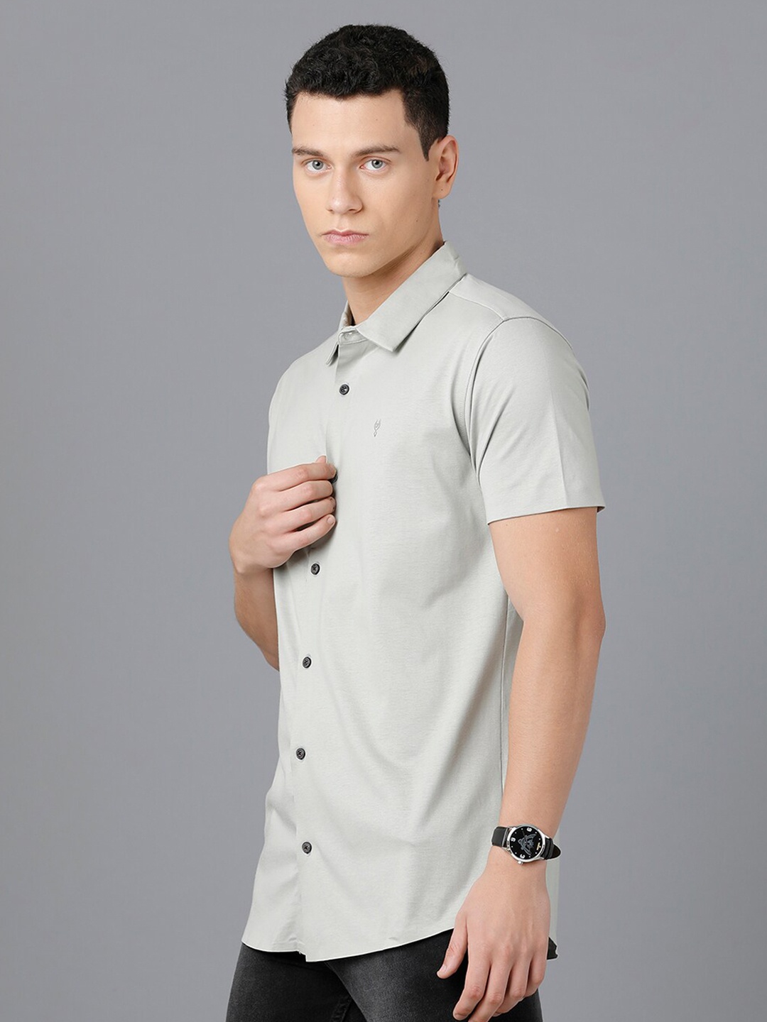 

Classic Polo Men Grey Casual Cotton Shirt