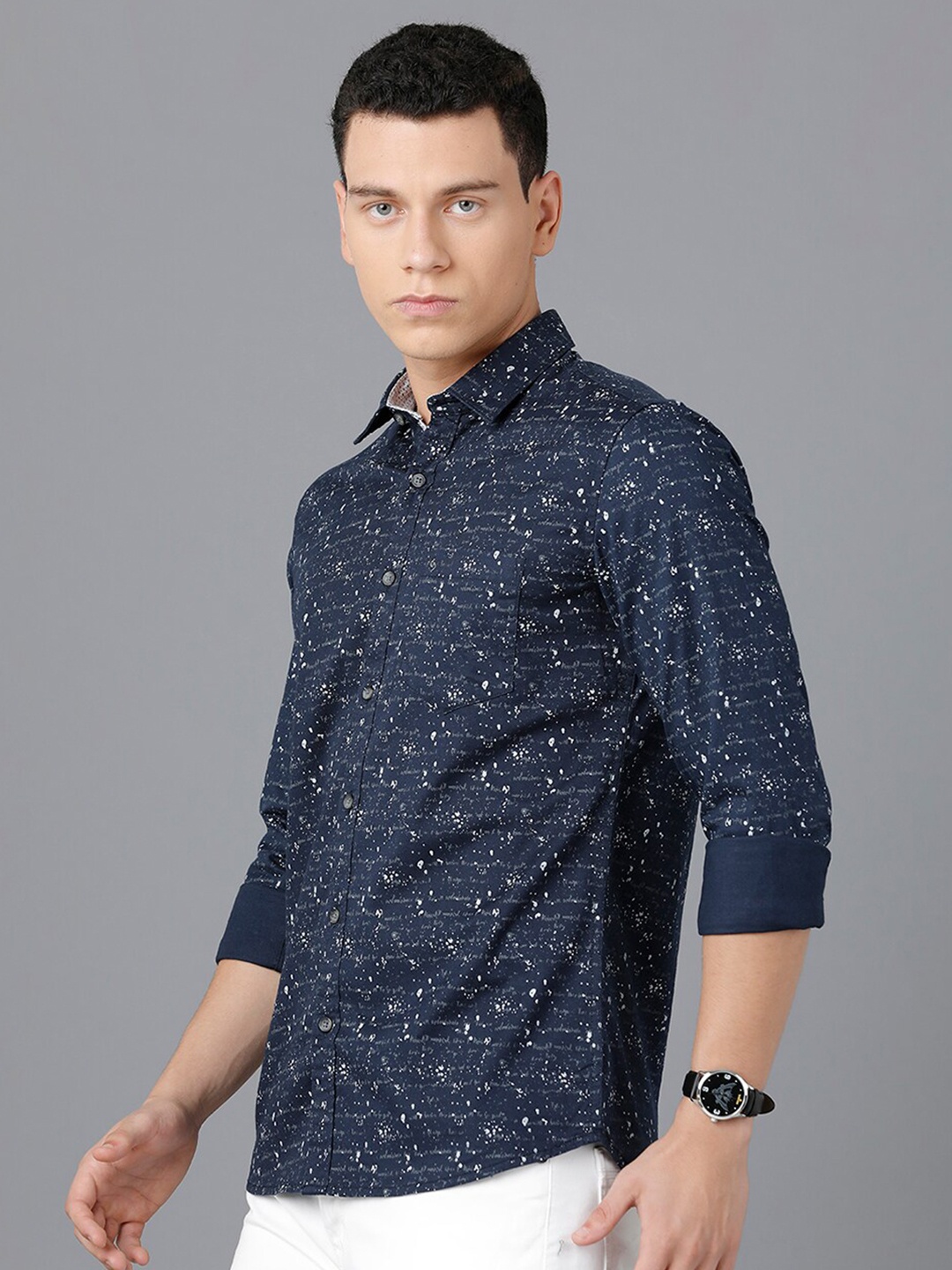 

Classic Polo Men Blue Slim Fit Printed Cotton Casual Shirt