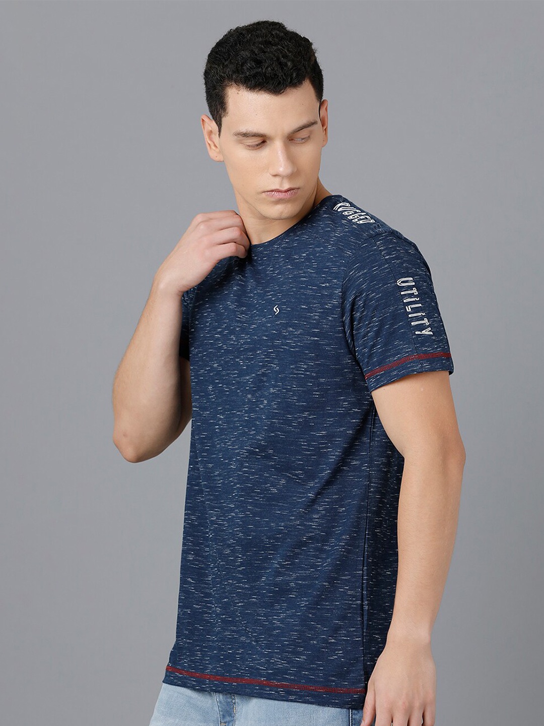 

Classic Polo Men Navy Blue Slim Fit Cotton T-shirt
