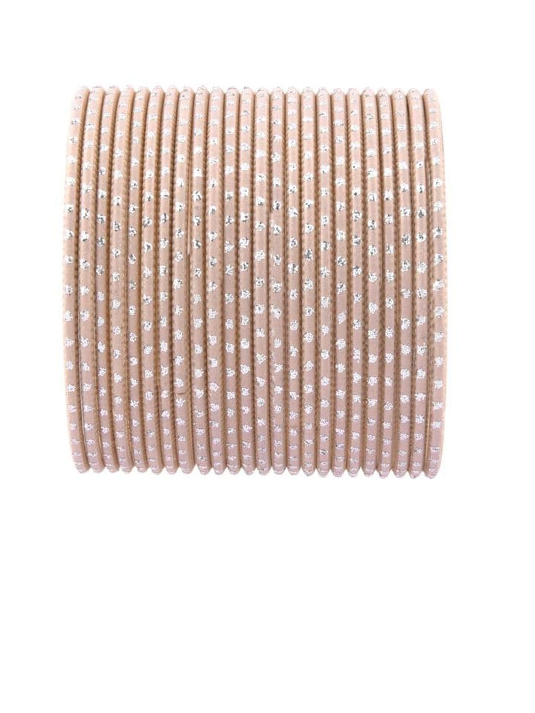 

Efulgenz Beige & Silver-Toned Set of 24 Embellished Bangles