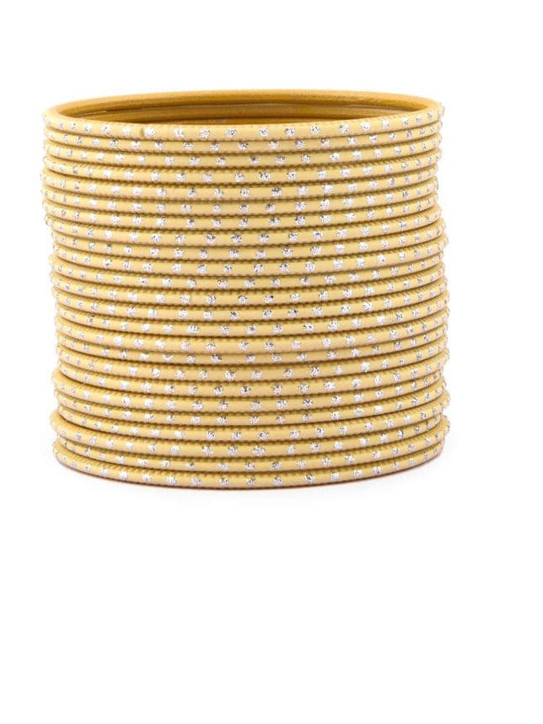 

Efulgenz Yellow & Silver-Toned Set Of 24 Embellished Bangles