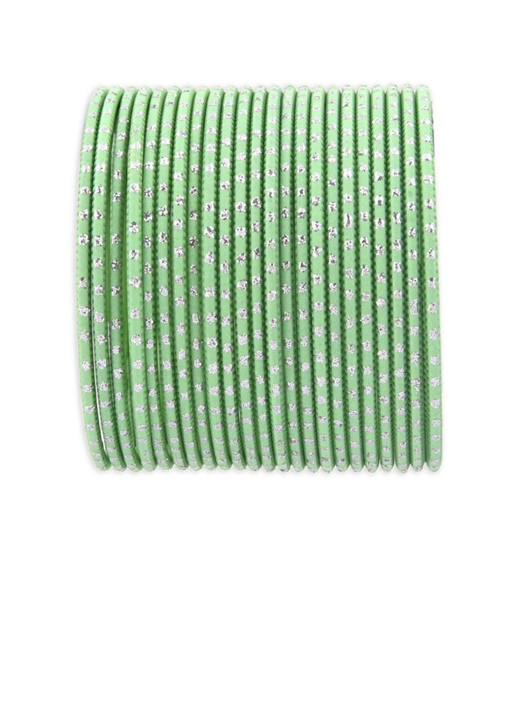 

Efulgenz Green & Silver-Toned Set Of 24 Embellished Bangles