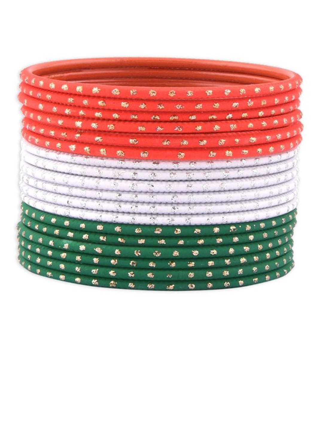 

Efulgenz Set Of 18 Embellished Bangles, Orange
