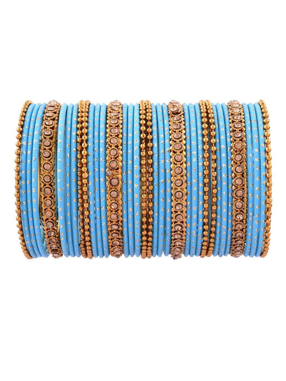 

Efulgenz Set of 36 Gold-Plated Blue Crystal Bangle