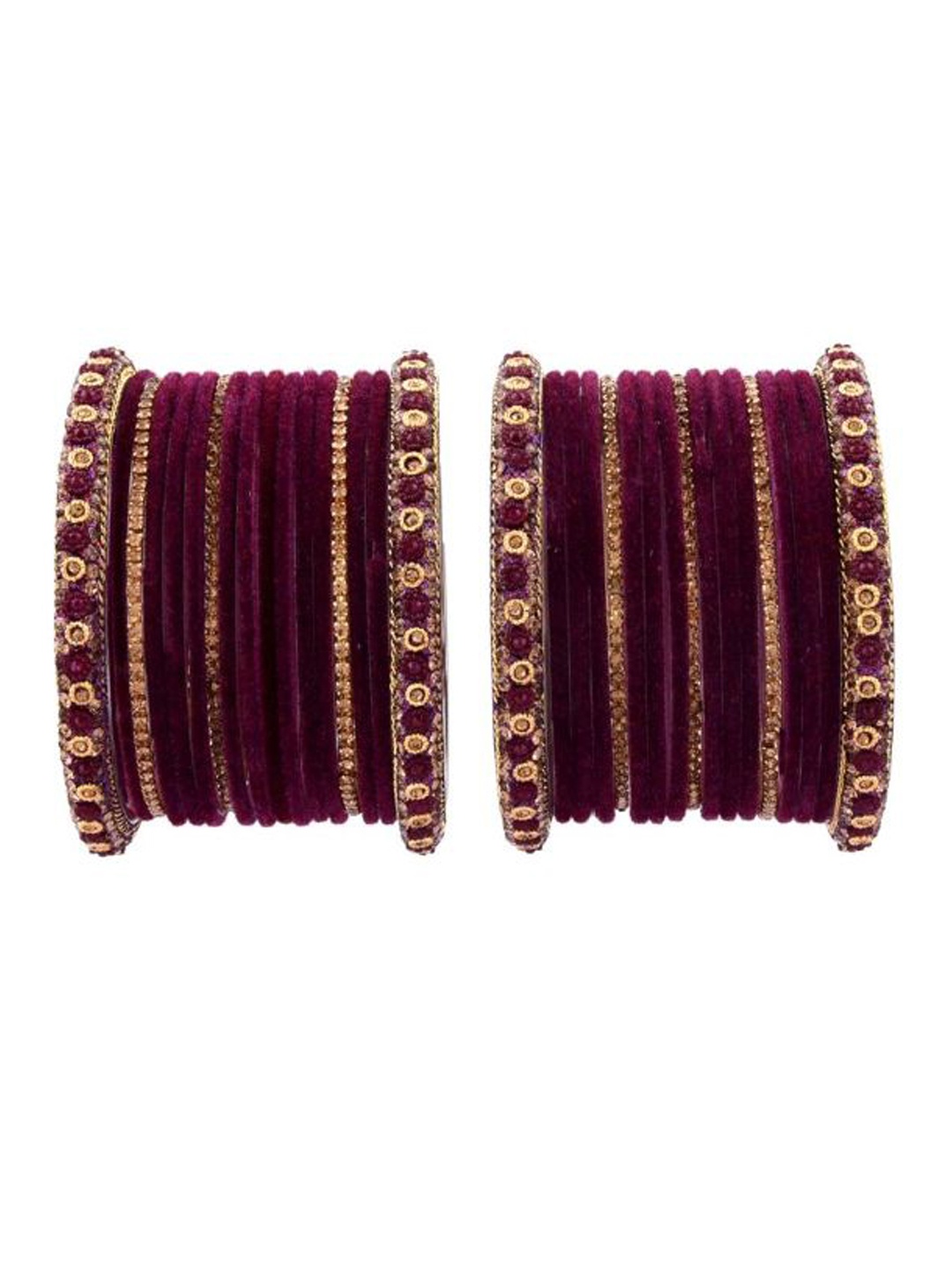 

Efulgenz Set of 34 Gold-Plated Purple Crystal Bangle Set
