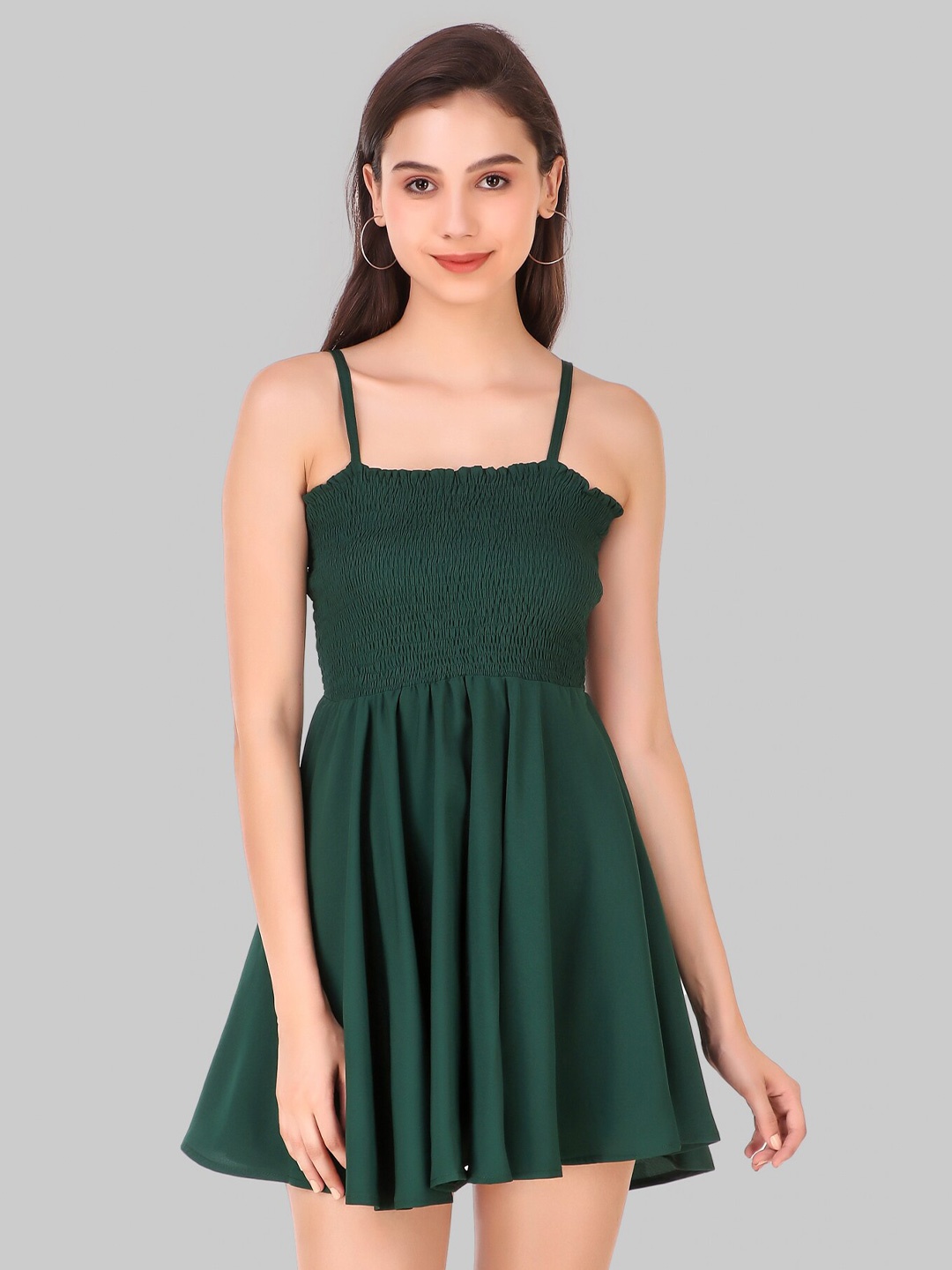 

Womenster Green Fit And Flare Dress