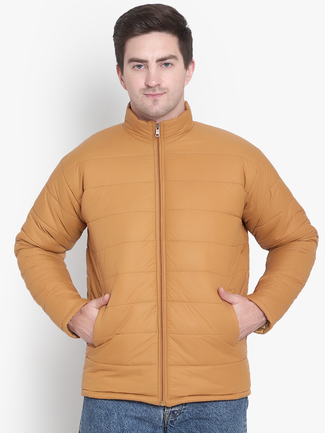 

SHIRA 24 Men Tan Solid Outdoor Puffer Jacket