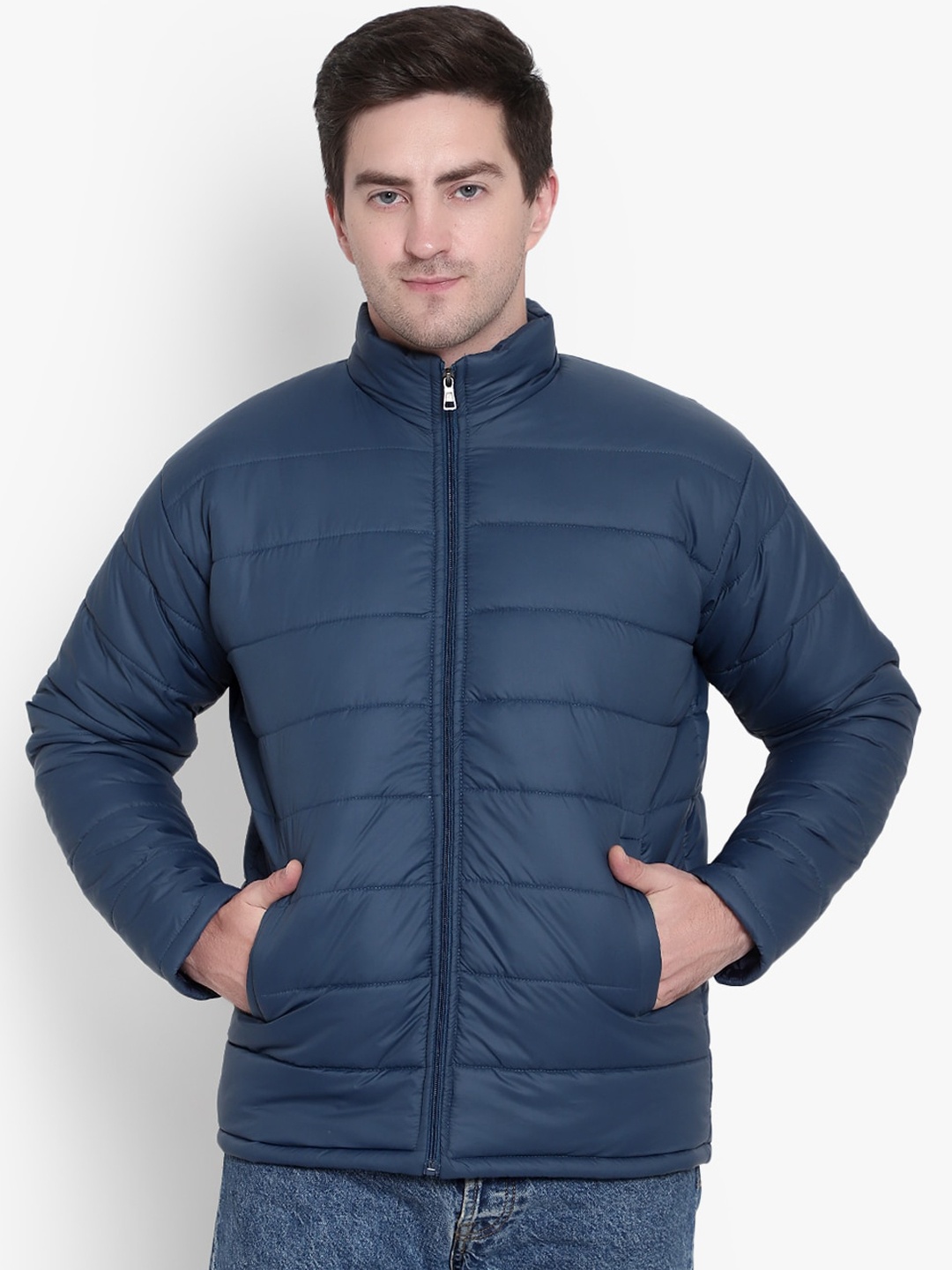 

SHIRA 24 Men Navy Blue Solid Outdoor Puffer Jacket