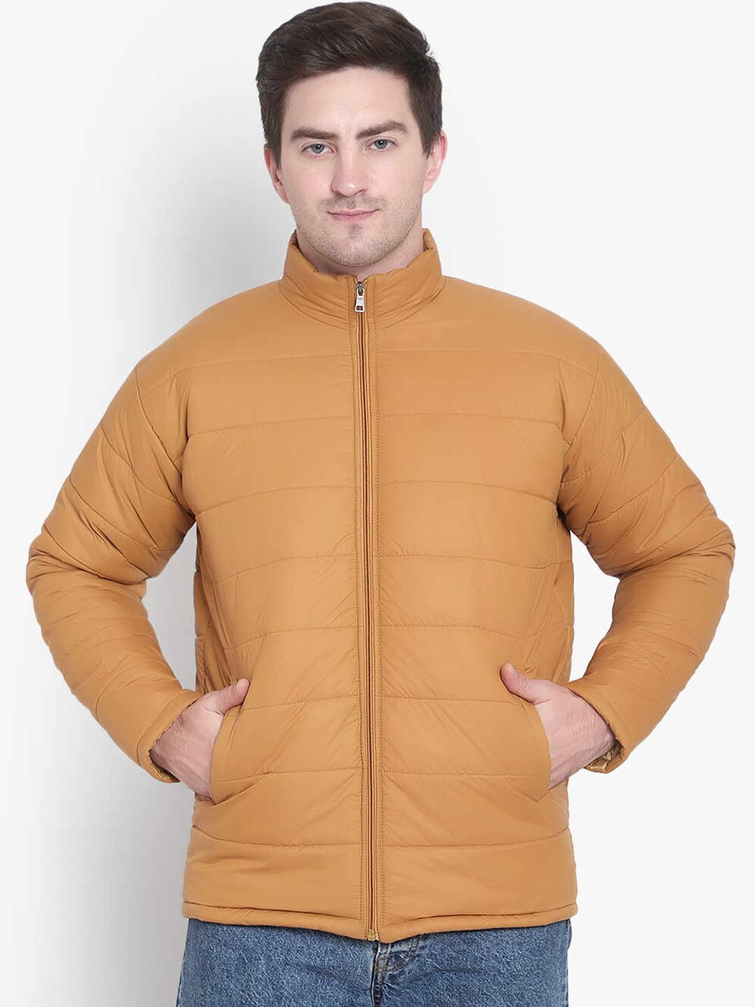 

SHIRA 24 Men Tan Solid Puffer Jacket