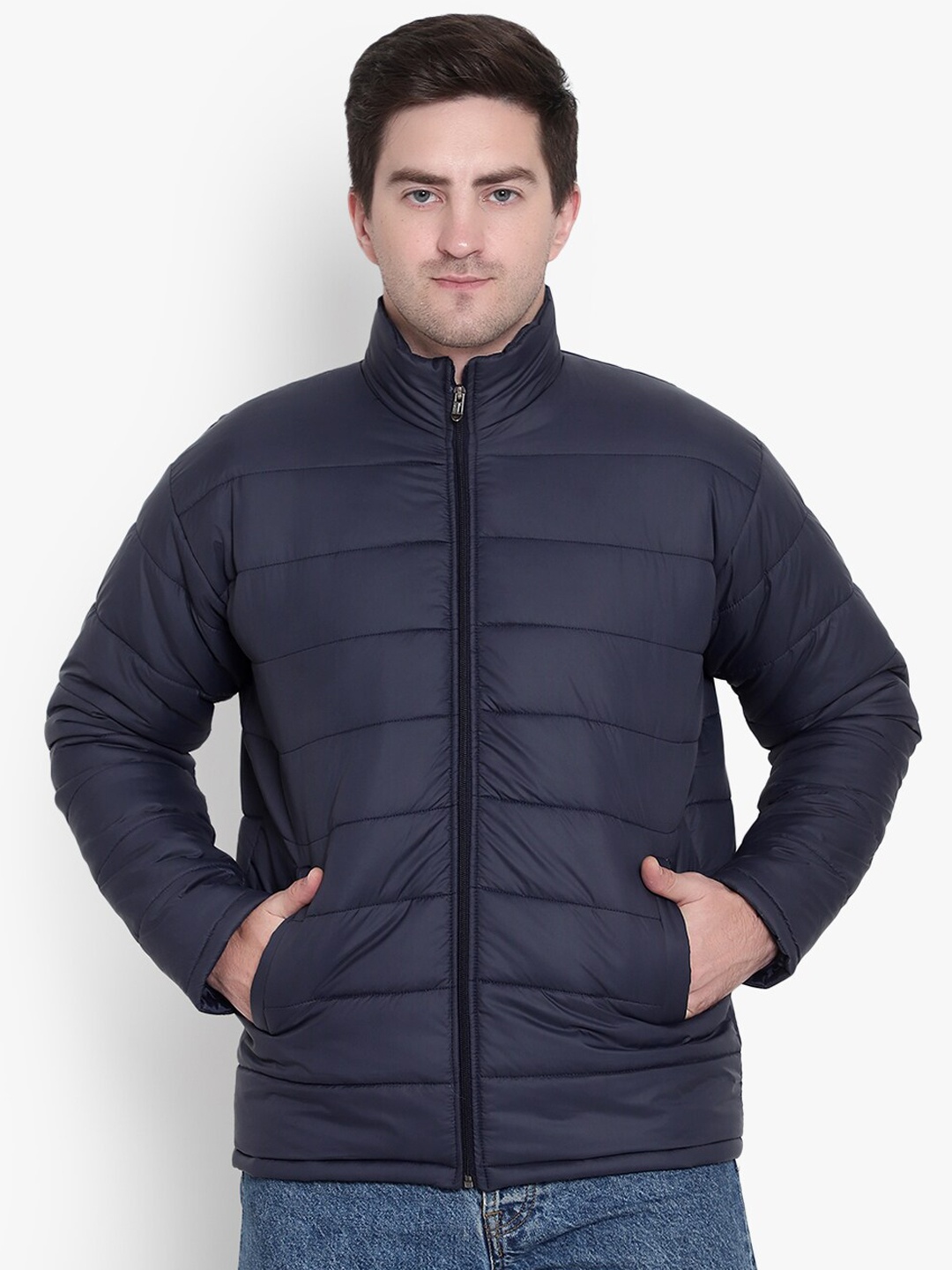 

SHIRA 24 Men Navy Blue Solid Puffer Jacket