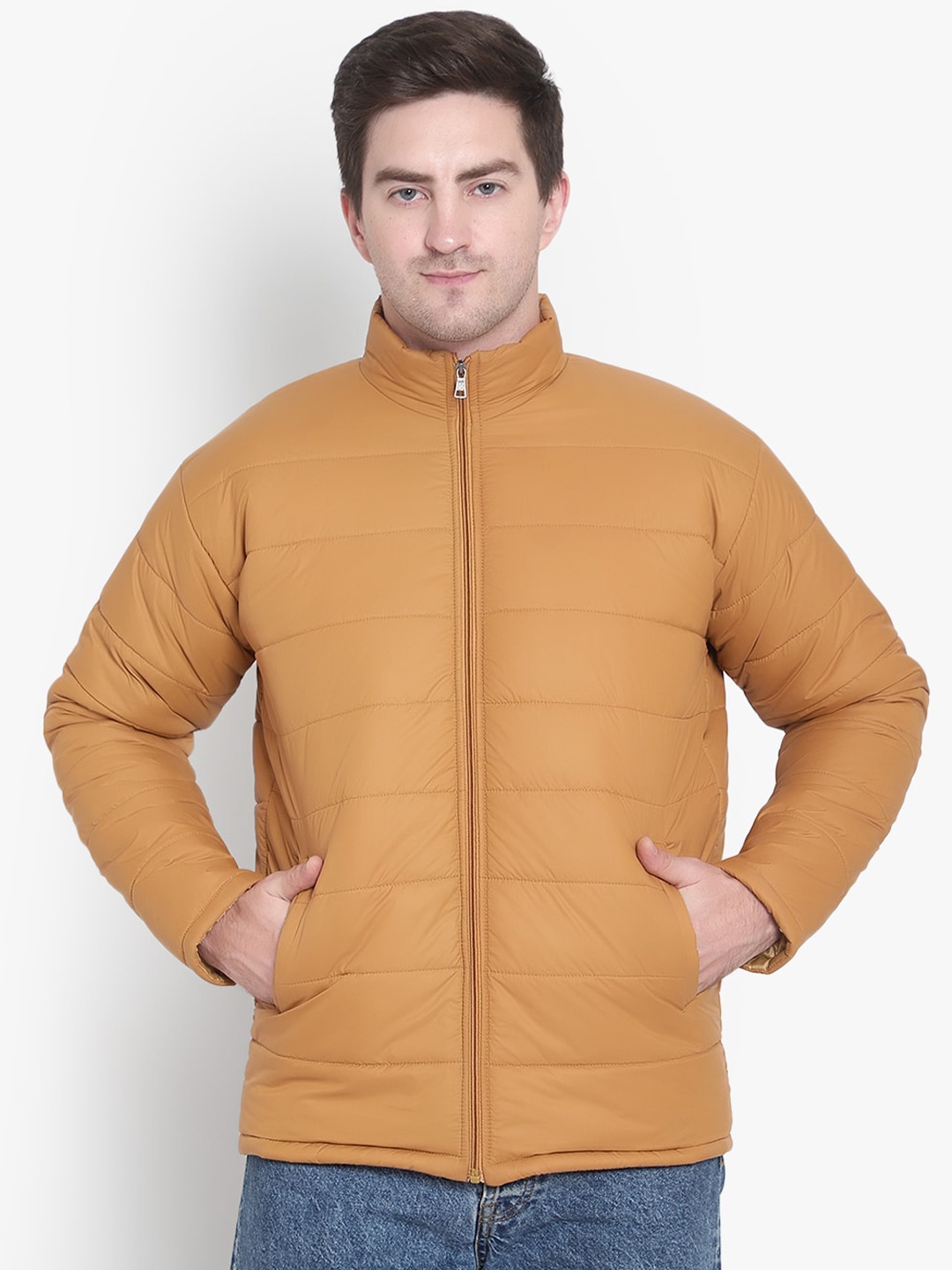 

SHIRA 24 Men Tan Solid Puffer Jacket