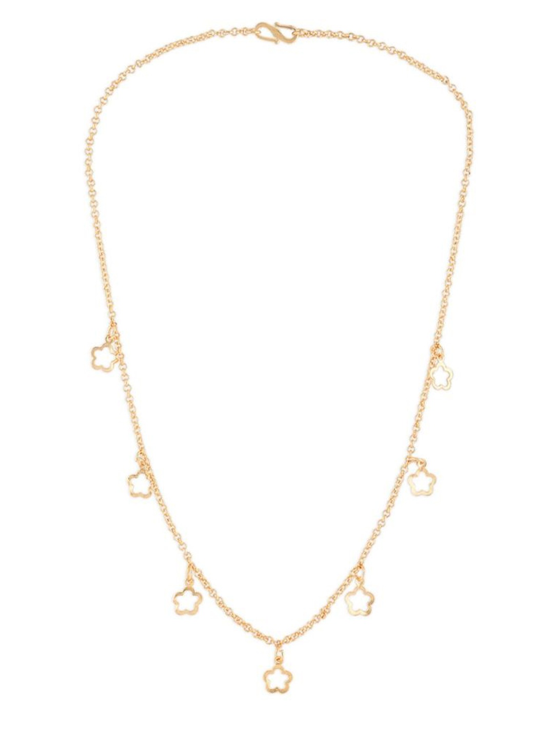 

Efulgenz Gold-Toned Floral Charm Gold-Plated Chain