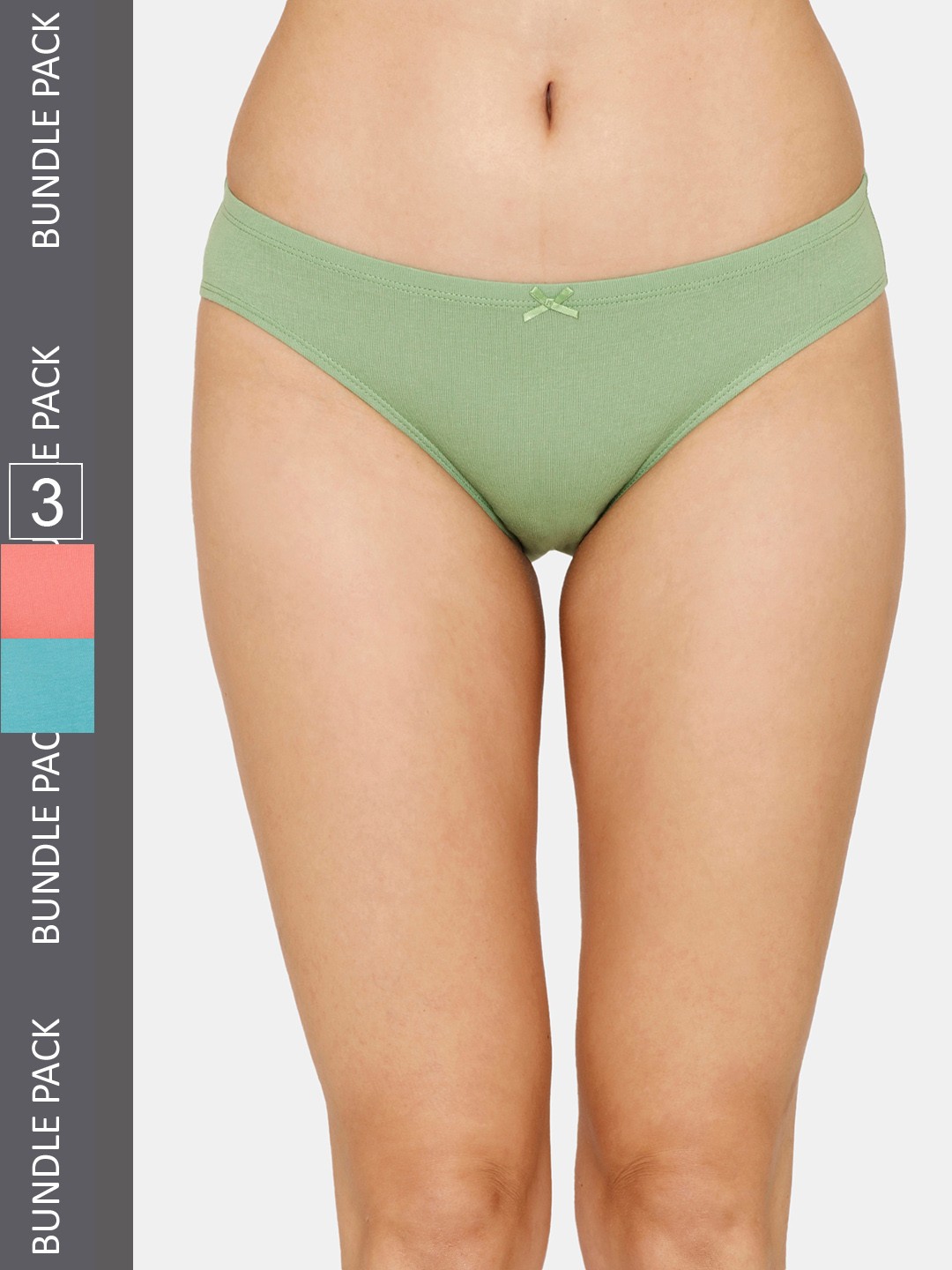 

Zivame Women Pack Of 3 Solid Pure Cotton Bikini Briefs, Blue