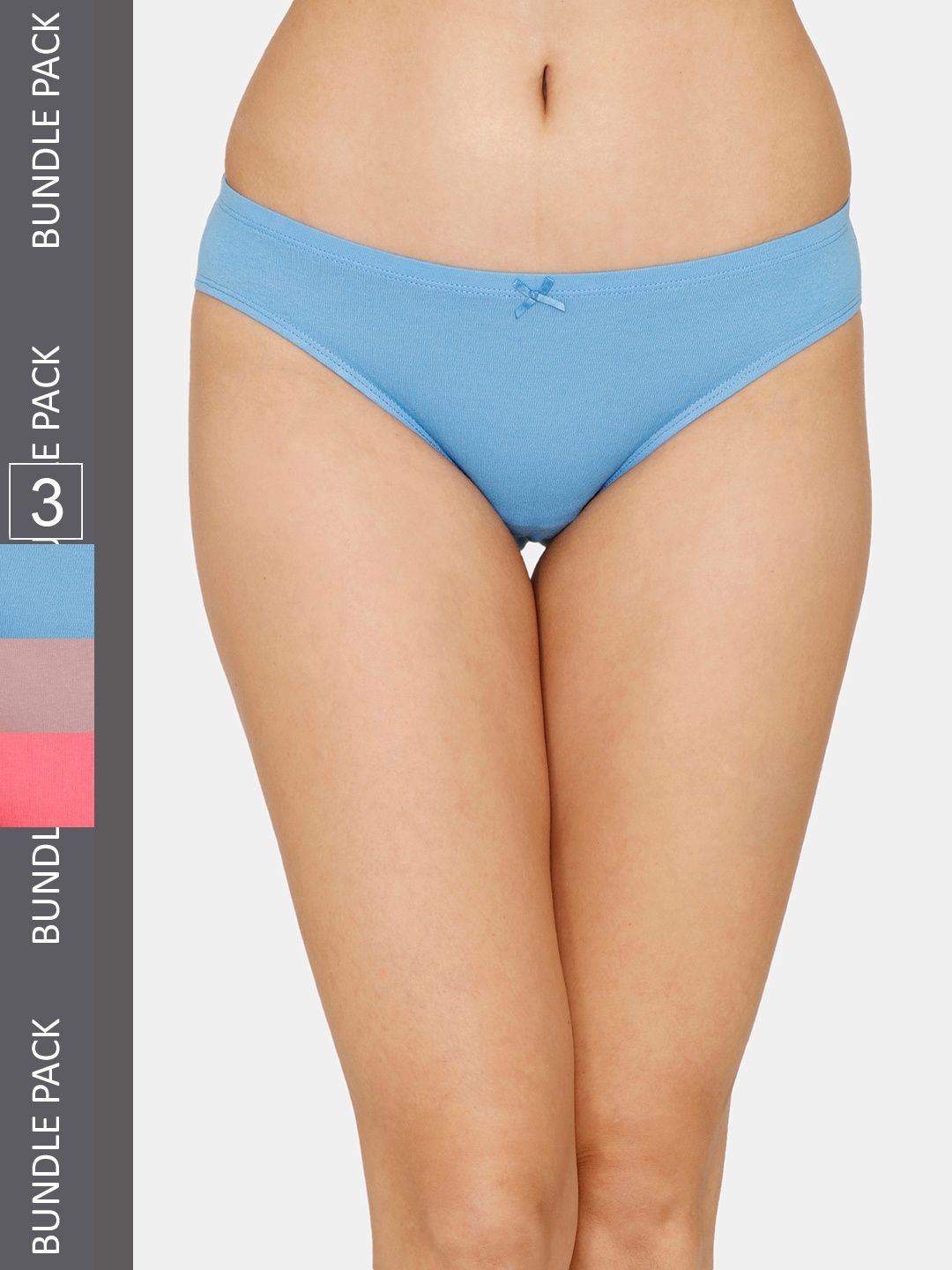 

Zivame Women Pack Of 3 Cotton Bikini Briefs, Blue