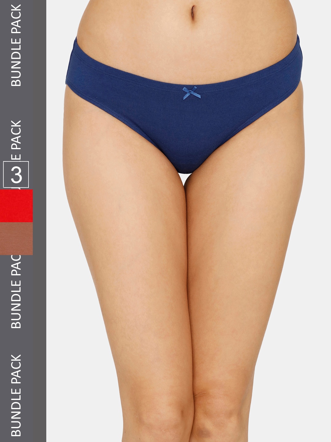 

Zivame Women Pack Of 3 Pure Cotton Low-Rise Bikini Briefs, Blue
