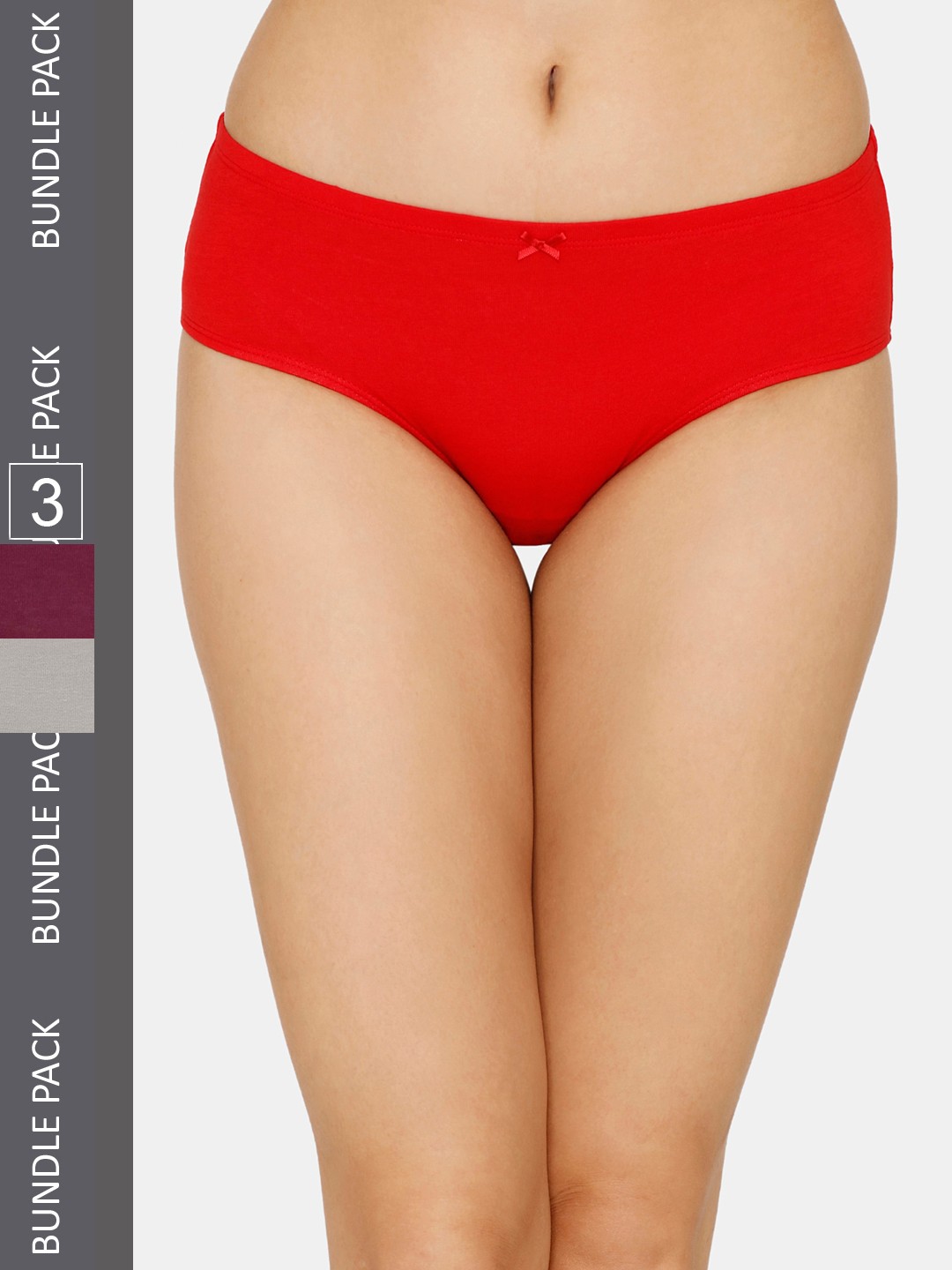 

Zivame Women Pack Of 3 Hipster Briefs, Red