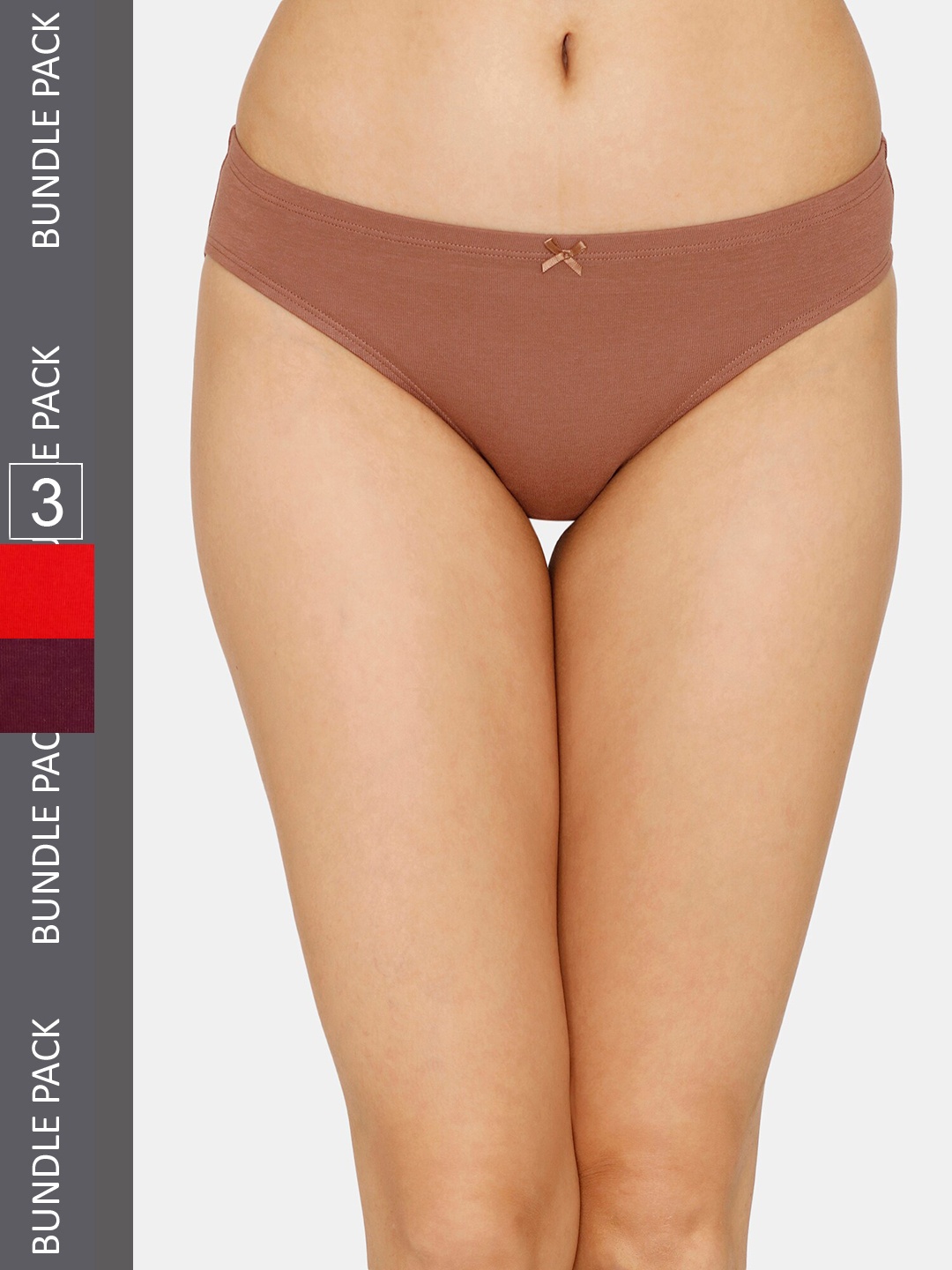 

Zivame Women Pack Of 3 Pure Cotton Bikini Briefs, Maroon