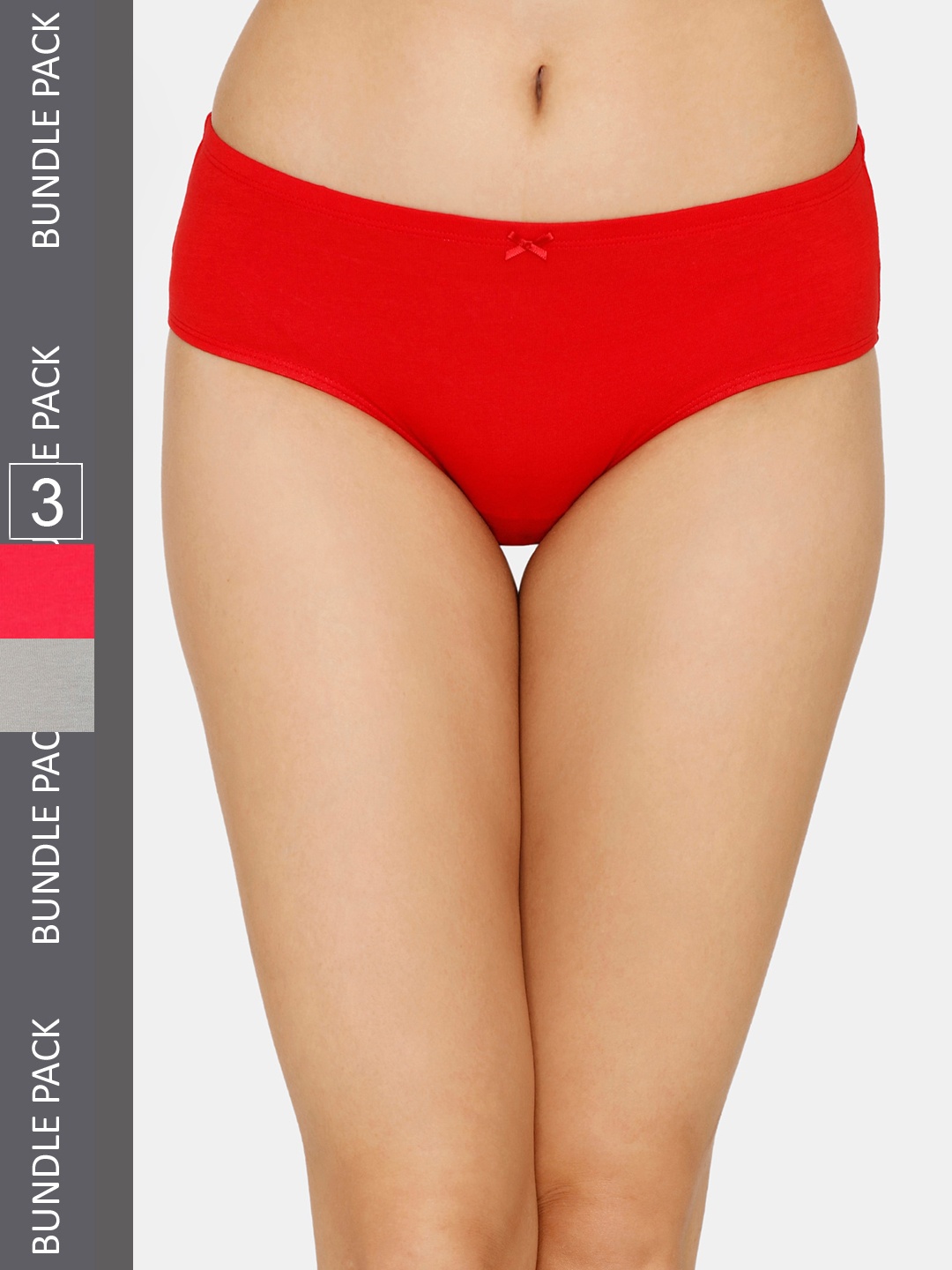 

Zivame Women Pack Of 3 Cotton Hipster Briefs, Red