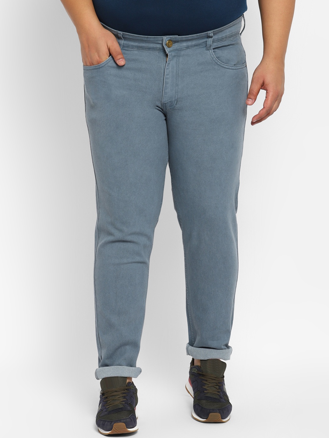 

Urbano Plus Men Regular Fit Cuffed Hem Stretchable Cotton Jeans, Grey