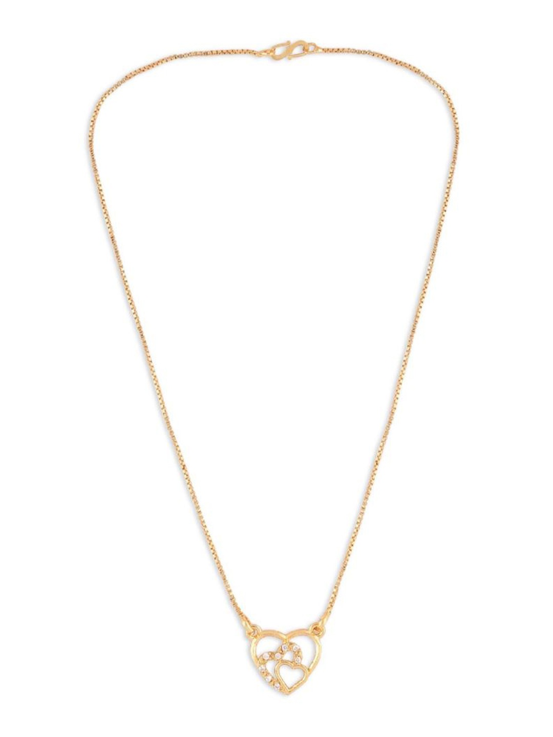 

Efulgenz Gold-Toned & White Crystals Studded Pendant Gold-Plated Chain