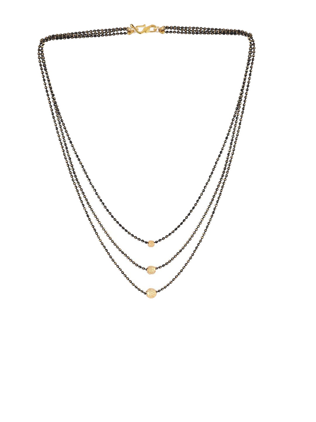 

Efulgenz Gold-Toned & Black Beaded Layered Gold-Plated Mangalsutra
